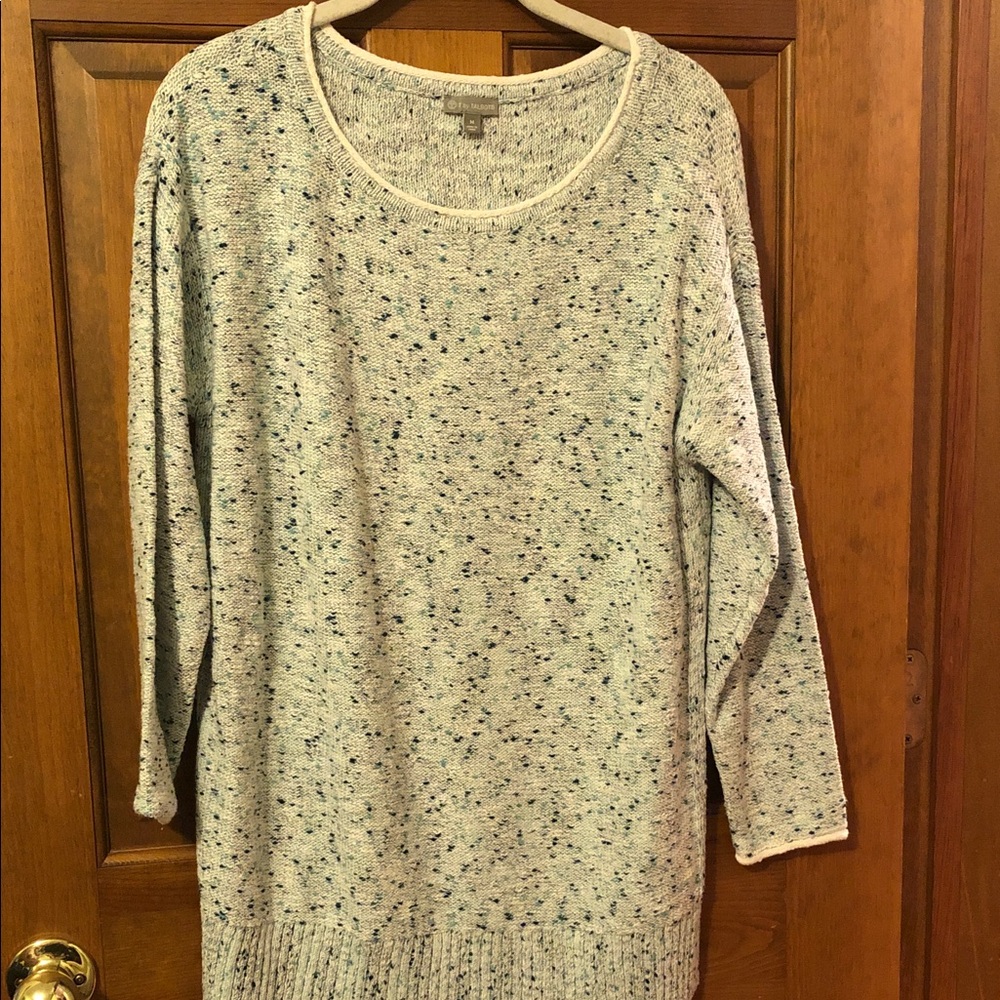 Talbots Speckled Mint and Cream Scoop Neck Sweater